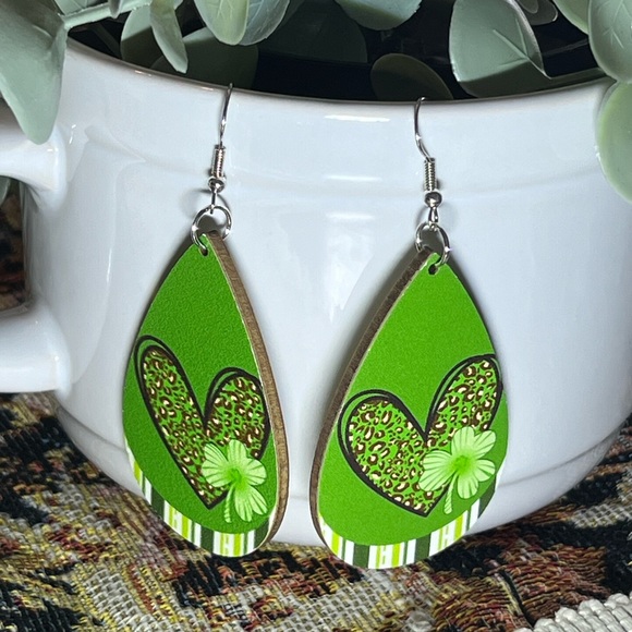 Jewelry - 1 pair St. Patrick’s Day Wooden Earrings
